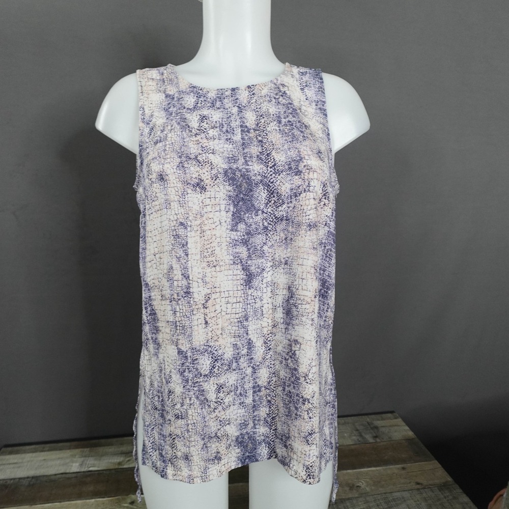 Philosophy Womens Top Small Flowy Longline Sheer Capsule Print Sleeveless